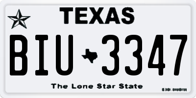 TX license plate BIU3347