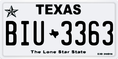 TX license plate BIU3363