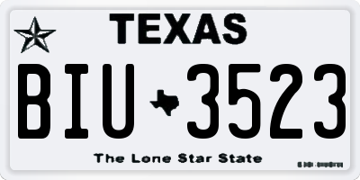 TX license plate BIU3523