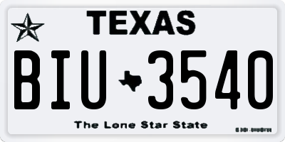 TX license plate BIU3540