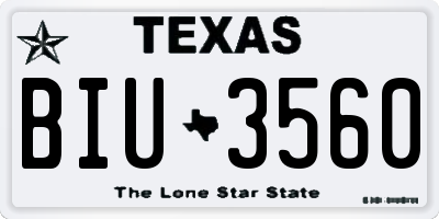 TX license plate BIU3560