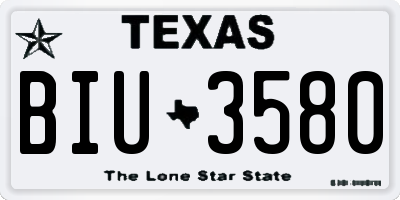 TX license plate BIU3580