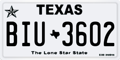 TX license plate BIU3602