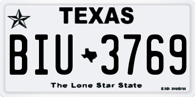 TX license plate BIU3769