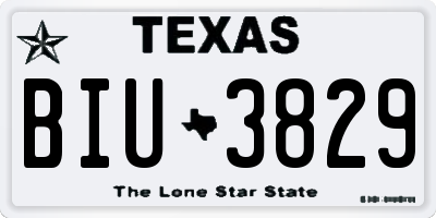TX license plate BIU3829