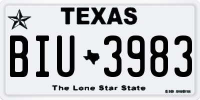 TX license plate BIU3983