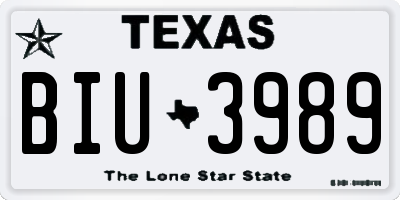 TX license plate BIU3989
