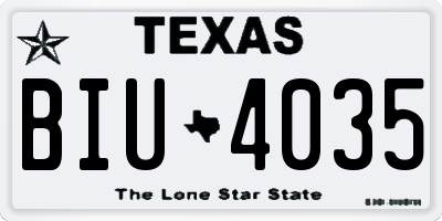 TX license plate BIU4035