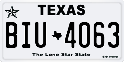 TX license plate BIU4063