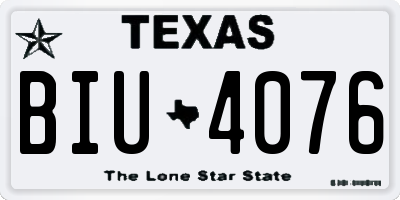 TX license plate BIU4076