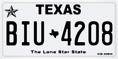 TX license plate BIU4208