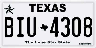 TX license plate BIU4308