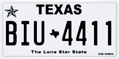 TX license plate BIU4411