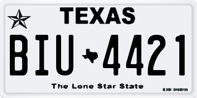 TX license plate BIU4421