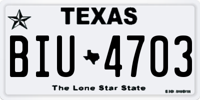 TX license plate BIU4703