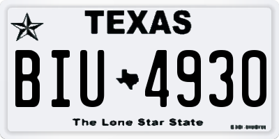 TX license plate BIU4930