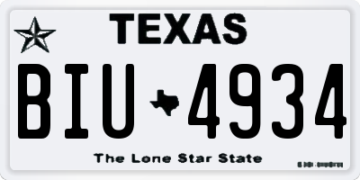 TX license plate BIU4934