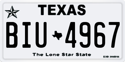 TX license plate BIU4967