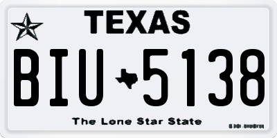 TX license plate BIU5138