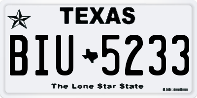 TX license plate BIU5233