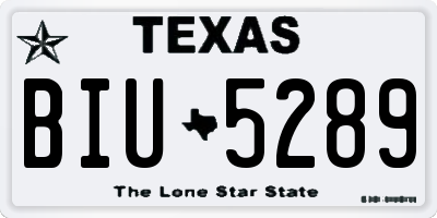 TX license plate BIU5289