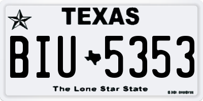 TX license plate BIU5353