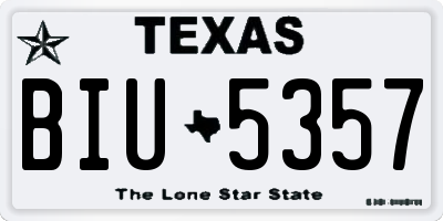 TX license plate BIU5357