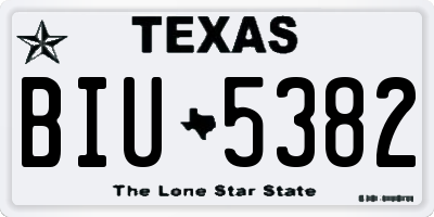 TX license plate BIU5382