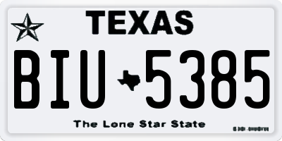 TX license plate BIU5385