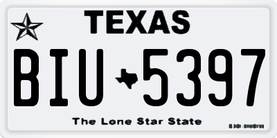 TX license plate BIU5397