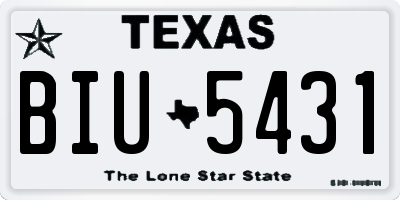 TX license plate BIU5431
