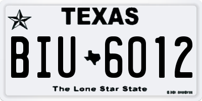 TX license plate BIU6012