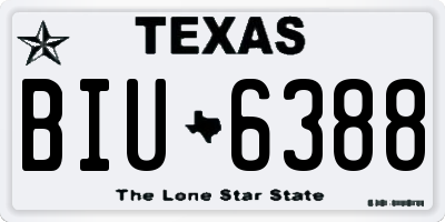 TX license plate BIU6388