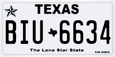 TX license plate BIU6634