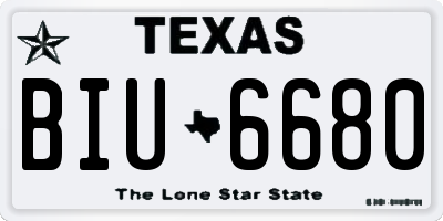 TX license plate BIU6680