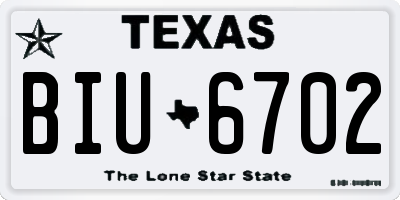 TX license plate BIU6702