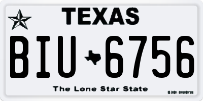 TX license plate BIU6756
