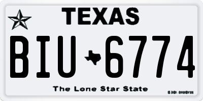 TX license plate BIU6774