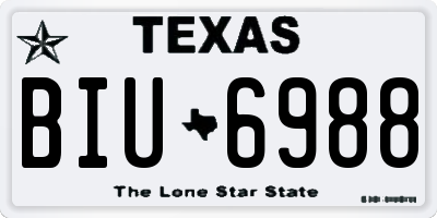 TX license plate BIU6988