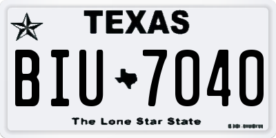 TX license plate BIU7040