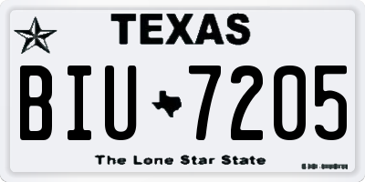 TX license plate BIU7205