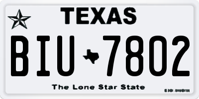 TX license plate BIU7802