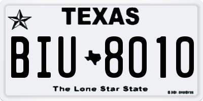 TX license plate BIU8010