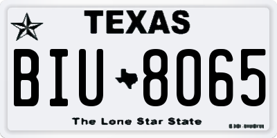 TX license plate BIU8065