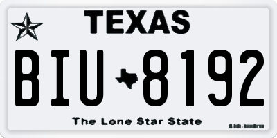 TX license plate BIU8192