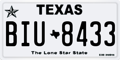 TX license plate BIU8433