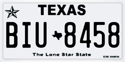 TX license plate BIU8458