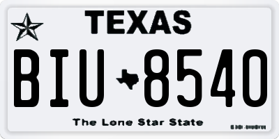 TX license plate BIU8540