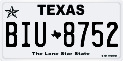 TX license plate BIU8752