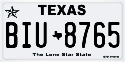 TX license plate BIU8765